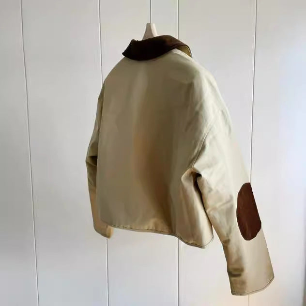 Ladies Stylish Transitional Jacket with Contrasting Elbow Patches