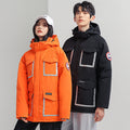 Women's parka jacket with hood, padded, reflective details and large cargo pockets