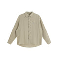 Unisex Oversized Shirt Jacket with structured vertical texture, kent collar and rounded hem