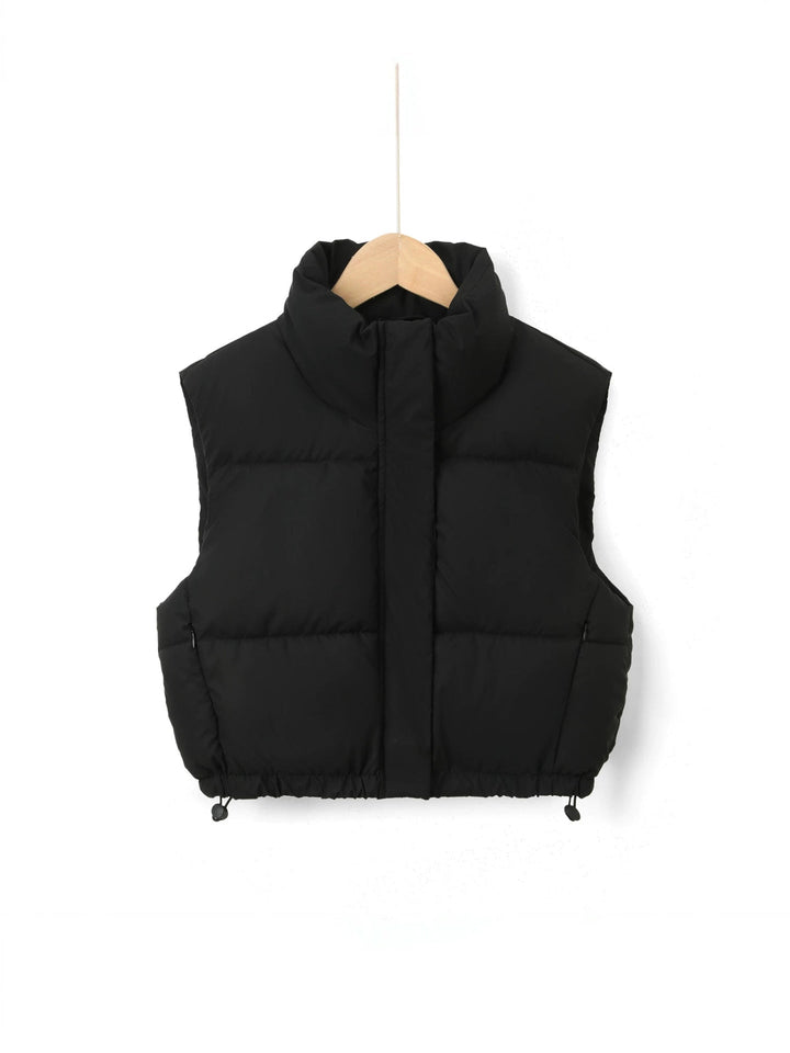 Women Padded Quilted Gilet with High Stand-Up Collar