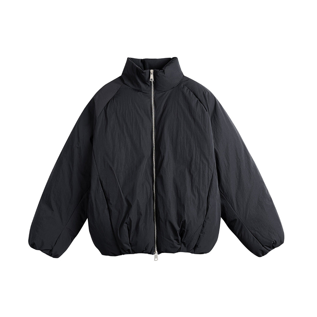 Unisex Oversized Padded Jacket with High Stand-Up Collar and Two-Way Zip