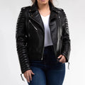 Biker jacket women's quilted warm with pockets