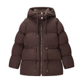 Women's padded puffer jacket with hood, adjustable drawstring and two-way zip
