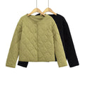 Women's quilted jacket without a collar with a boxy silhouette and tonal wave quilting