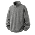 Men's Oversized Knit Look Half-Zip Sweater with Stand-Up Collar and Zip Pockets