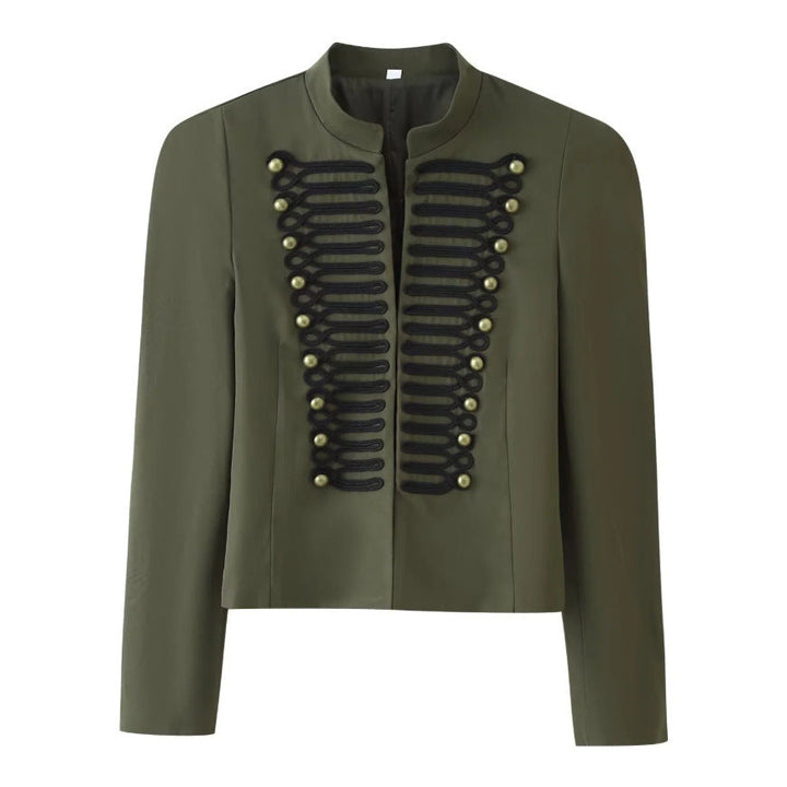 Ladies short jacket in hussar-inspired design with stand-up collar and decorative cords