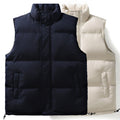 Women's Oversize Puffer Vest with High Standing Collar, Front Placket, and Adjustable Drawstring Hem