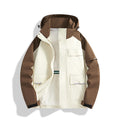 Men's three-layer trekking jacket with welded seams, hood, and multifunction pockets