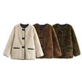 Coat women's with faux fur lightweight padded
