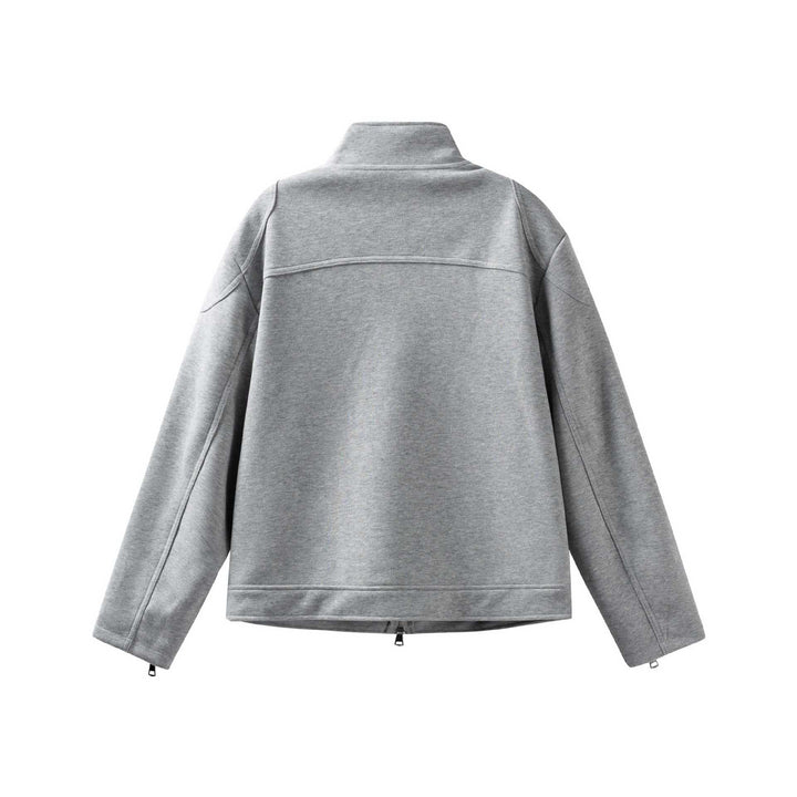 Unisex High Collar Zip Jacket made of French Terry with sleeve slits and side pockets