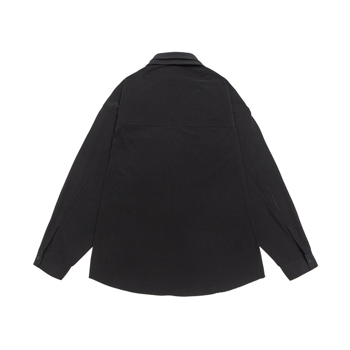 Unisex Oversize Shirt Jacket with Snap Button Front and Patch Chest Pocket