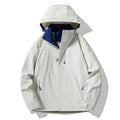 Men's mwimalist technical hooded softshell jacket with matte fwish and concealed zamkiems