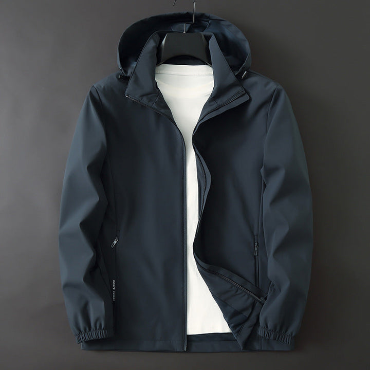 Men Functional Slim Softshell Hooded Jacket with Water-Repellent Coating and Elastic Cuffs