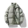 Women's Lightweight Down-Look Puffer Jacket with High Collar, Drawstring Hem, and Elastic Cuffs