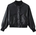Women's Cropped Blouson Jacket made of woven fabric with stand-up collar, elastic hem, and fine check design