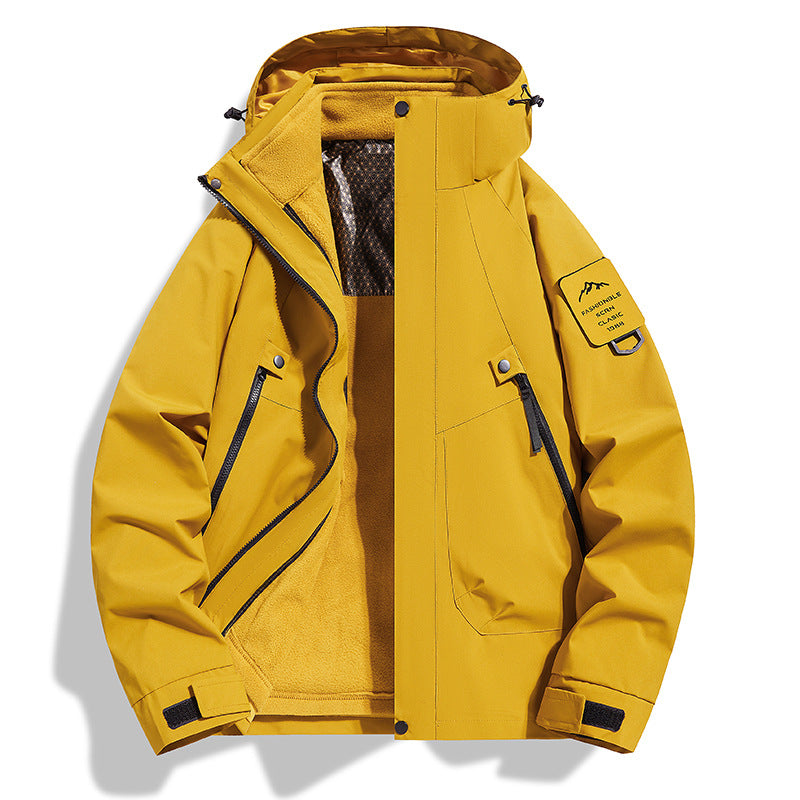 Women water-repellent softshell functional jacket with adjustable hood, windproof membrane and diagonal zip pockets