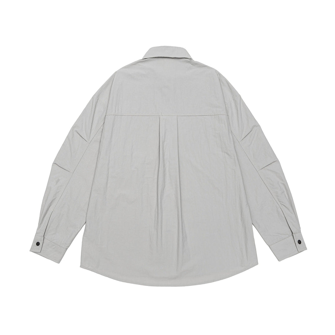 Unisex Light Overshirt in Coach Style with Shirt Collar and Chest Print