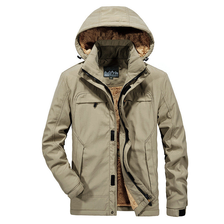 Men water-resistant winter parka with hood and luxurious faux fur lining