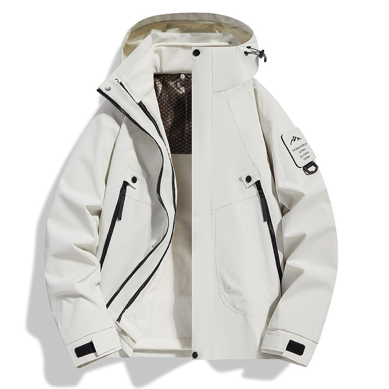 Women water-repellent softshell functional jacket with adjustable hood, windproof membrane and diagonal zip pockets