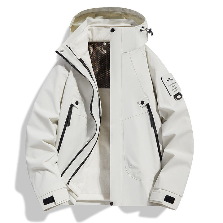 Women water-repellent softshell functional jacket with adjustable hood, windproof membrane and diagonal zip pockets