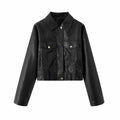 Women's Jacket with faux leather lightweight down