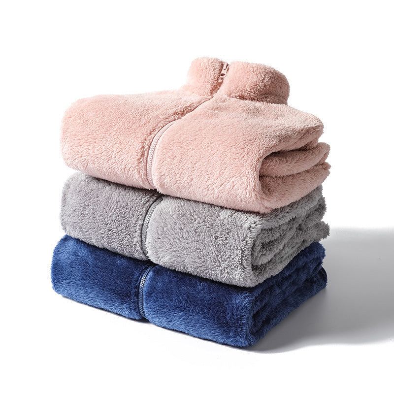 Ladies Cosy Teddy Fleece Jacket in Oversized Style with Stand-Up Collar and Zip