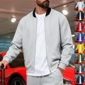 Men's Nan Urban Sweat Track Jacket with Stand Collar Concealed Zip Elastic Rib Cuffs and Side Pockets