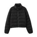 Women's Short Quilted Jacket with Stand-Up Collar, Zip and Elastic Cuffs