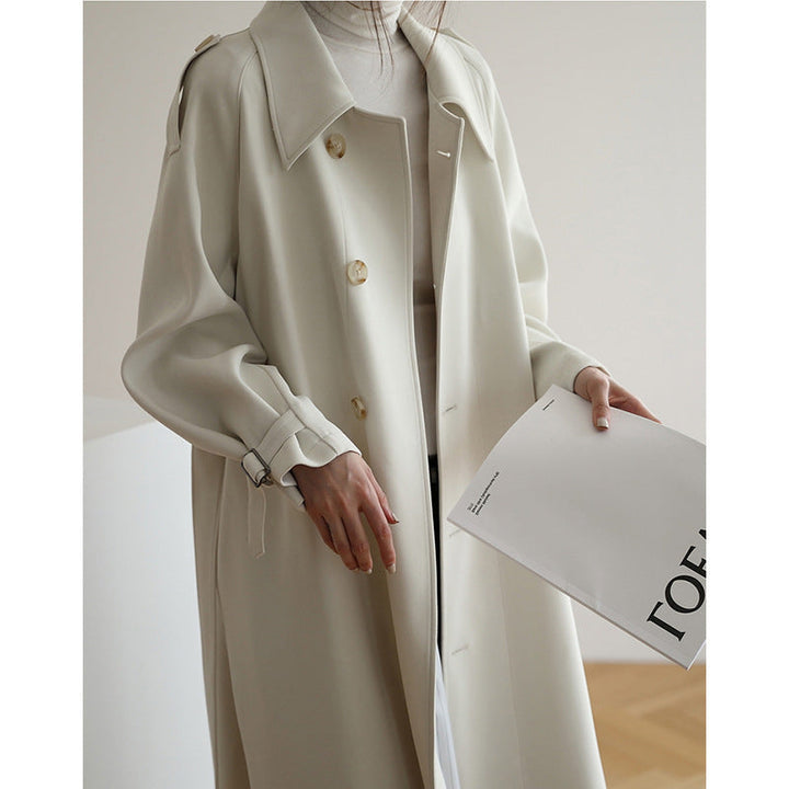 Ladies Elegant Trench Coat with Wide Collar