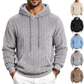 Men's cosy teddy fleece hoodie with cable pattern and kangaroo pocket