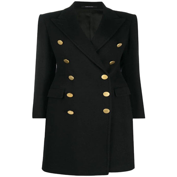 Women Military-inspired Tailored Longcoat in Tailoring with Decorative Metal Buttons