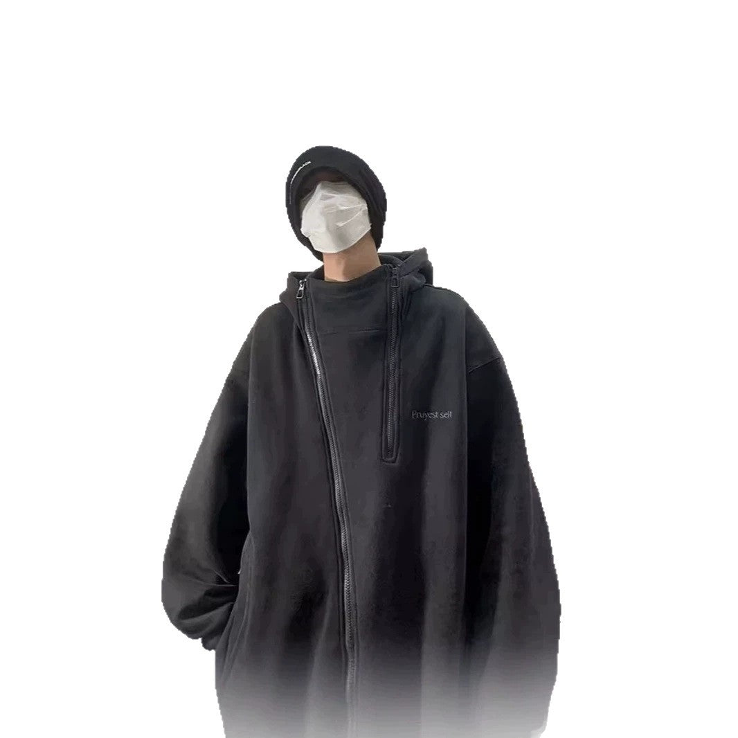 Unisex Oversized Fleece Jacket with High Collar and Zip