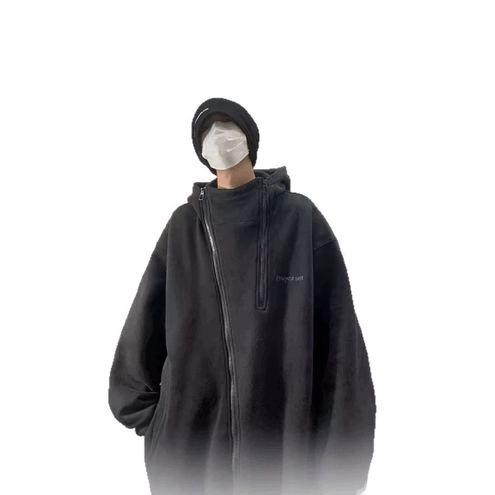 Unisex Oversized Fleece Jacket with High Collar and Zip