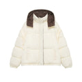 Women's quilted down jacket with high stand-up collar and removable hood