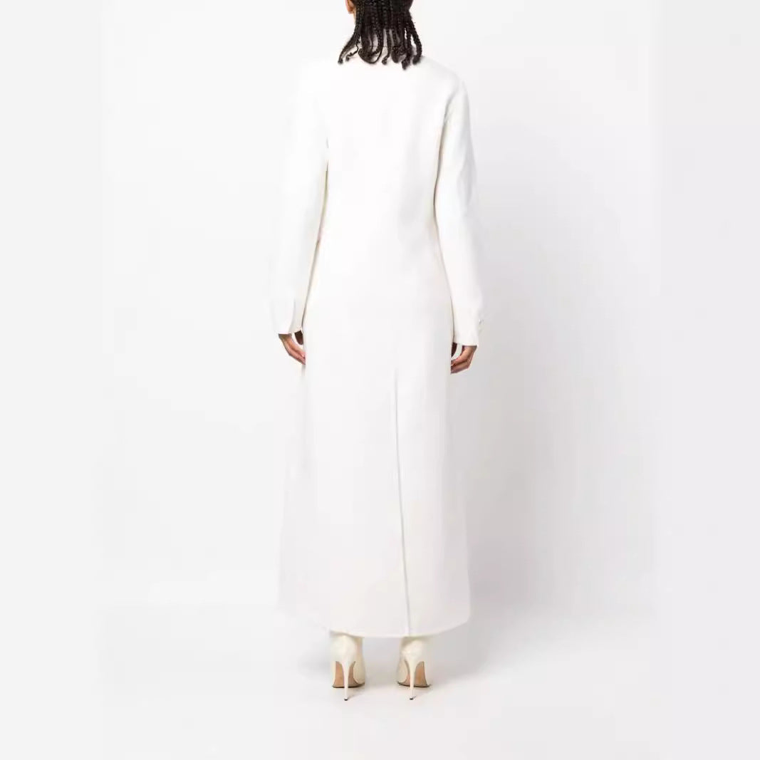 Ladies Double-breasted Maxi Coat made of Wool Blend with Tailored Fit