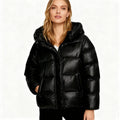 Ladies Quilted Padded Jacket with Hood, Boxy Cut and Water-Repellent Shell