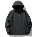 Men's wind and water-repellent softshell hooded jacket with concealed zip placket