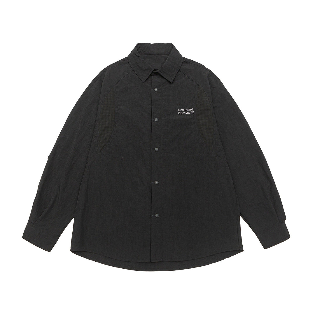 Unisex Light Overshirt in Coach Style with Shirt Collar and Chest Print