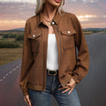 Women's Quilted Transitional Shacket with Flap Pockets, Zip and Textured Jacquard Fabric