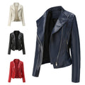 Biker jacket women's with faux leather lightweight quilted