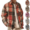 Men's oversized check Shirt Jacket with soft flannel with patch pockets for chest
