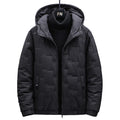 Men's padded hooded jacket with geometric quilting and windproof hem