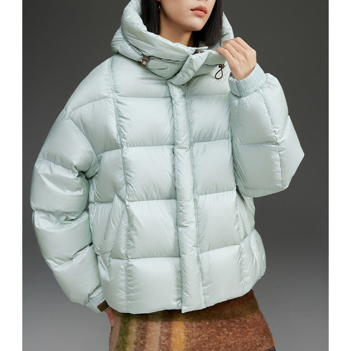 Women Short Quilted Down Jacket with Hood