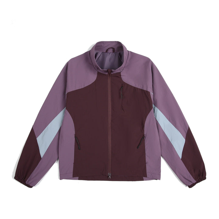 Unisex Lightweight Windbreaker with High Collar, color Mix Panels and Adjustable Hem