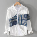 Men's Patchwork Shirt-Jacket with Bandana Insert, Raw Edges and Relaxed fit