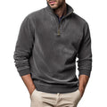 Men's Half-Zip Sweatshirt with Stand-Up Collar and Ribbed Cuffs