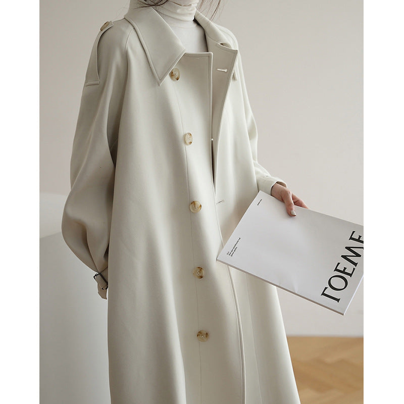 Ladies Elegant Trench Coat with Wide Collar