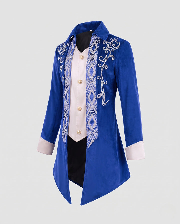 Ladies Elegant Festive Jacket with Intricate Embroidery and Detailed Button Placket