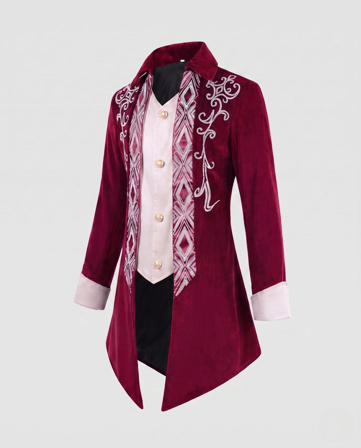 Ladies Elegant Festive Jacket with Intricate Embroidery and Detailed Button Placket