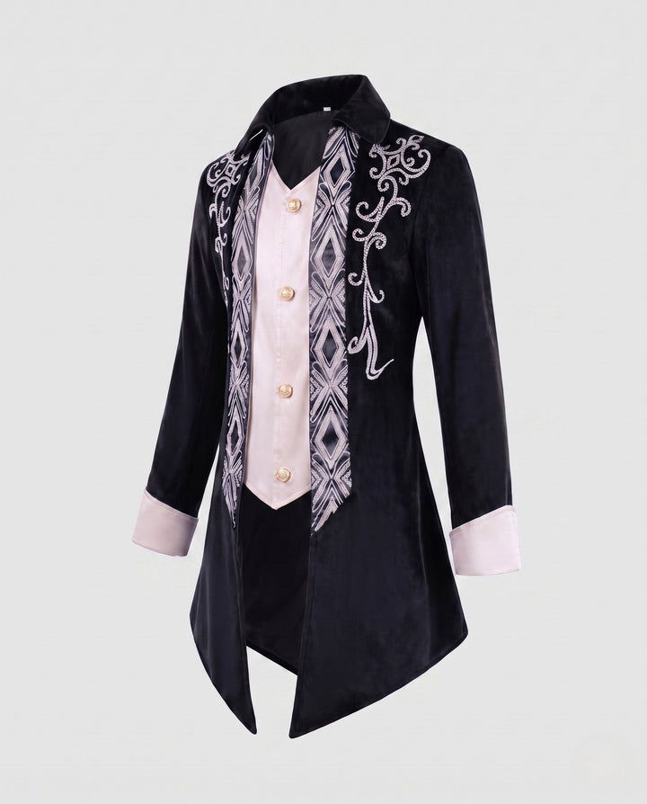 Ladies Elegant Festive Jacket with Intricate Embroidery and Detailed Button Placket